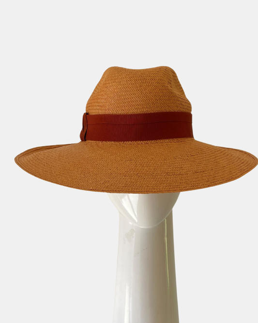 Ochre Panama Fedora by Felicity Northeast Millinery