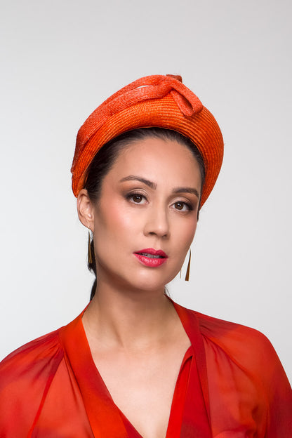 Orange Halo Headband with Sweeping Side Bow by Felicity Northeast Millinery