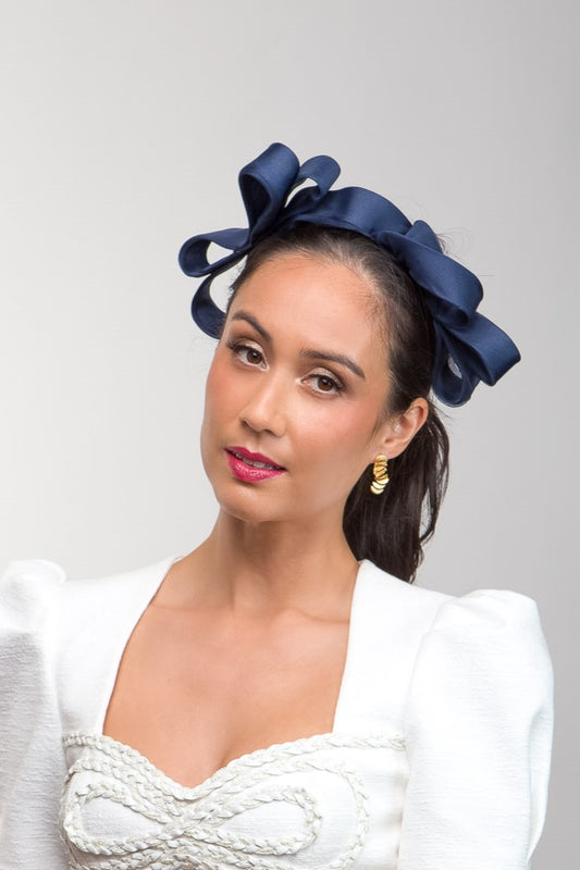 Organza Bows Headband in Navy by Felicity Northeast Millinery