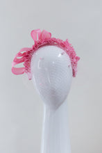 Load image into Gallery viewer, Pink Veiled Braid Headband with Bow by Felicity Northeast Millinery