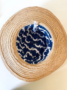 Raffia Brimmed Travel Hat in Denim