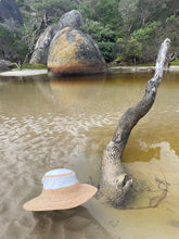 Load image into Gallery viewer, Raffia Brimmed Travel Hat in White