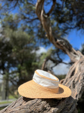 Load image into Gallery viewer, Raffia Brimmed Travel Hat in White