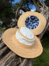 Load image into Gallery viewer, Raffia Brimmed Travel Hat in White