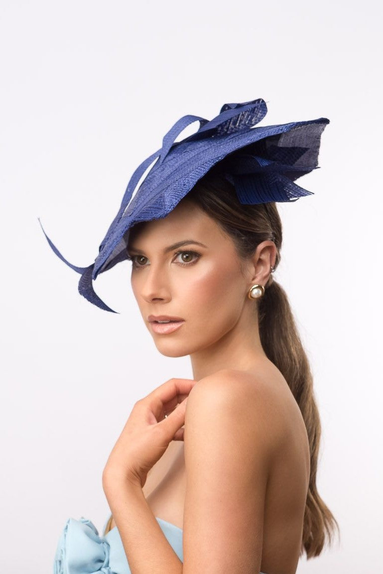 Royal Blue Braid Geometric Hat by Felicity Northeast Millinery