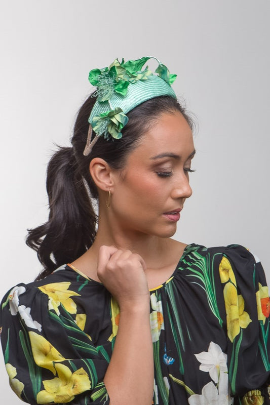 Shades of Green Floral Bandeau by Felicity Northeast Millinery