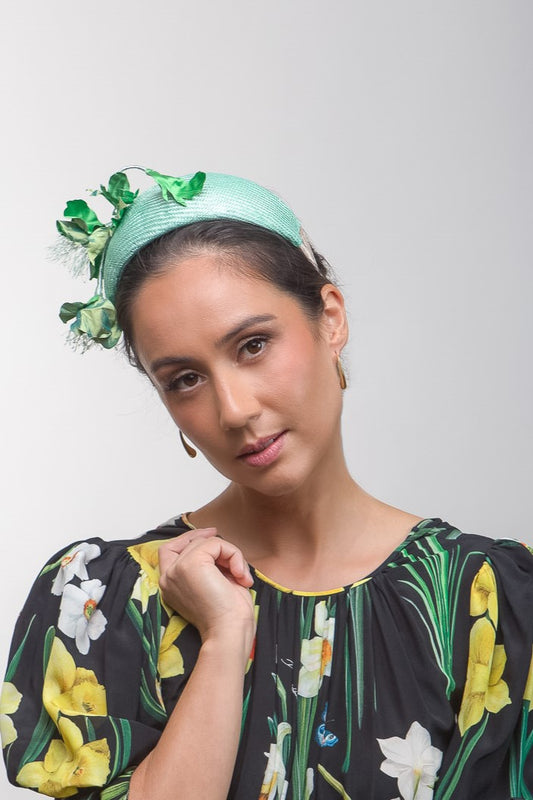 Shades of Green Floral Bandeau by Felicity Northeast Millinery