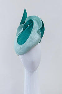 Side Beret in Mint and Grass Green by Felicity Northeast Millinery