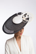 Load image into Gallery viewer, Striking Monochrome Asymmetrical Hat by Felicity Northeast Millinery