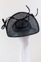 Load image into Gallery viewer, Sweeping Black  Platter with silk swirl by Felicity Northeast Millinery