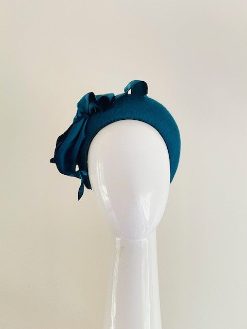 Teal Felt Crown with Soft Silk Bow