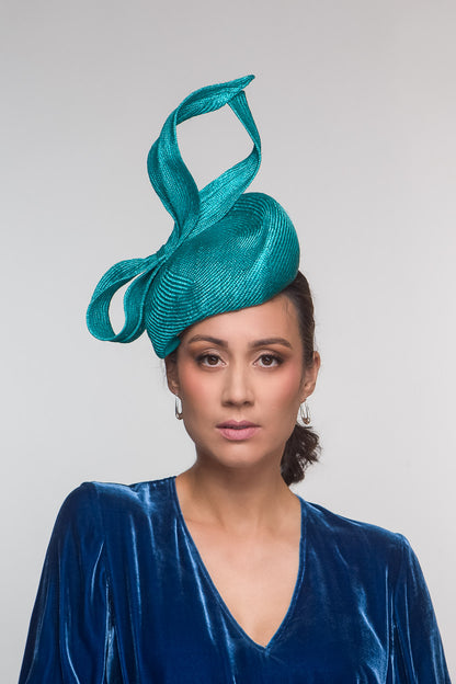 Teardrop Side Beret in Teal By Felicity Northeast Millinery