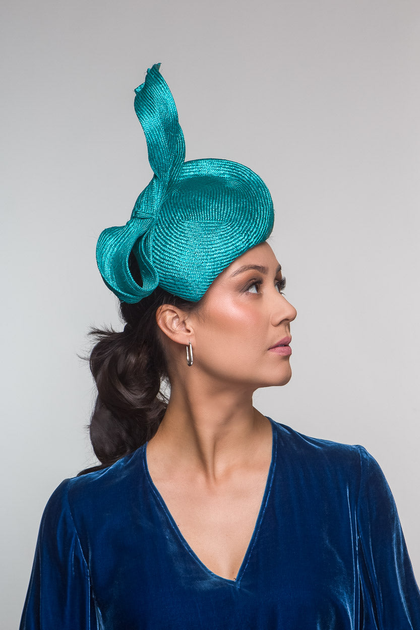 Teardrop Side Beret in Teal By Felicity Northeast Millinery