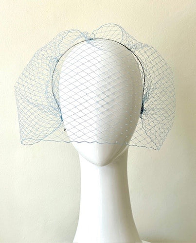 Birdcage Veil in Baby Blue