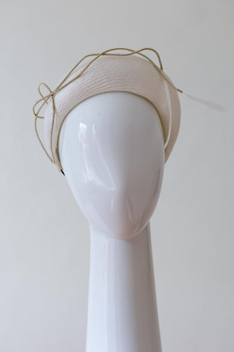 White Halo headband with Sweeping Gold Bow