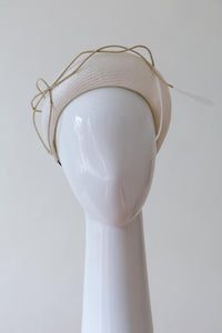 White Halo headband with Sweeping Gold Bow