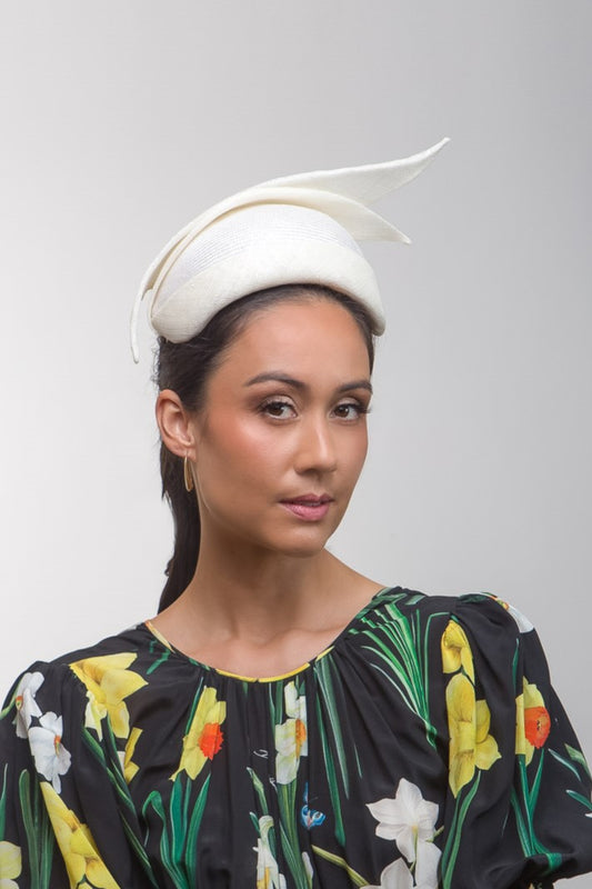 White Sculptural Bandeau by Felicity Northeast Millinery