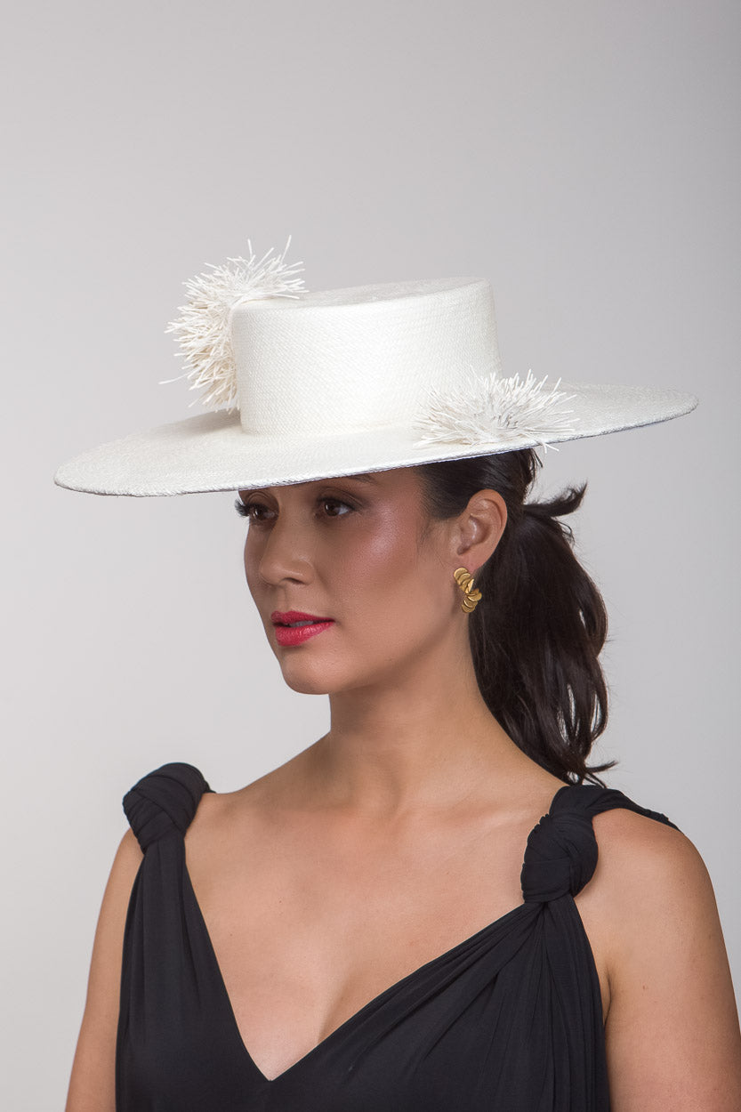 White Spotted Panama Boater By Felicity Northeast Millinery (2)