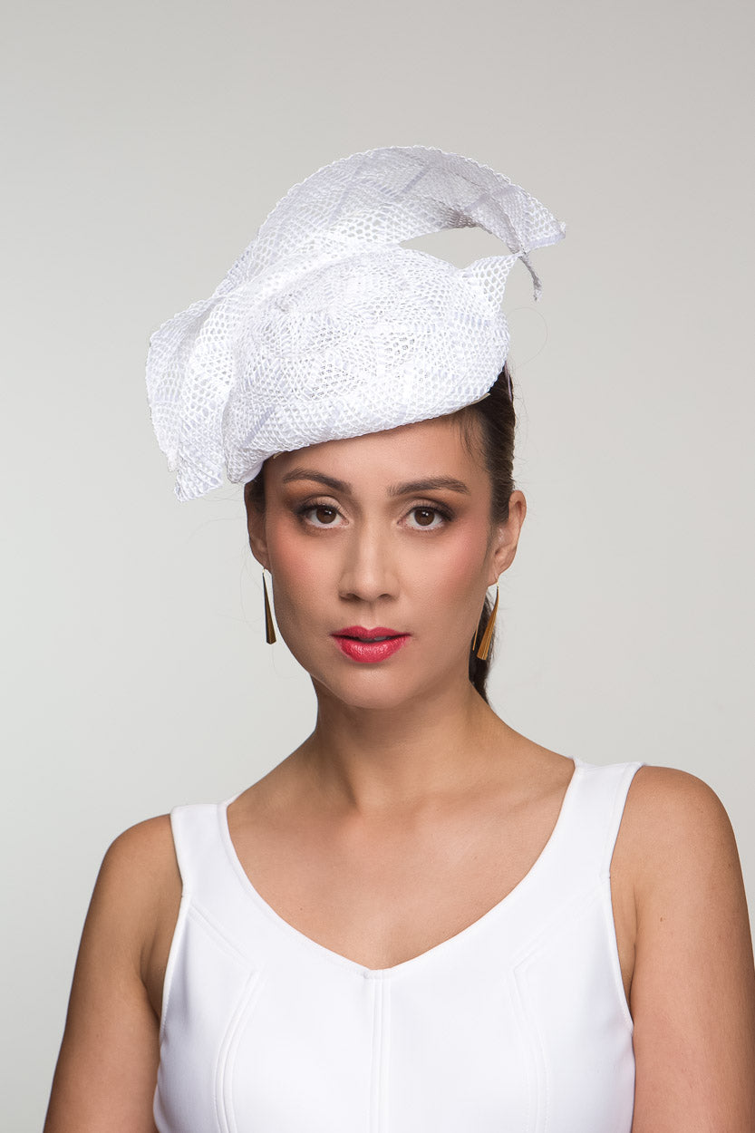 White Lace Braid Beret By Felicity Northeast Millinery
