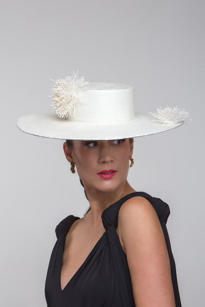 White Spotted Panama Boater By Felicity Northeast Millinery (2)