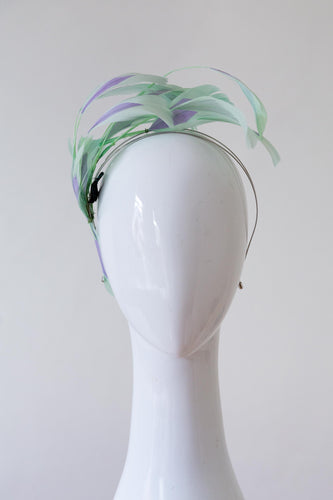 Floating Mint Green and Mauve Feathered Headband