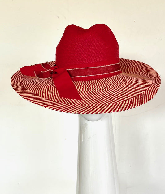 Red and Ivory Panama Hat