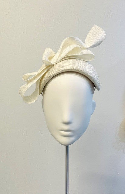 White Bandeau with Curling Bow