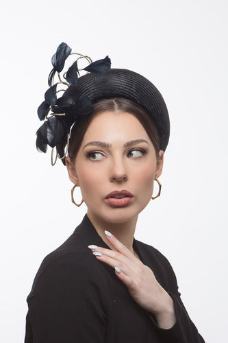  Black Halo Headband with Floating Feathers by Felicity Northeast Millinery