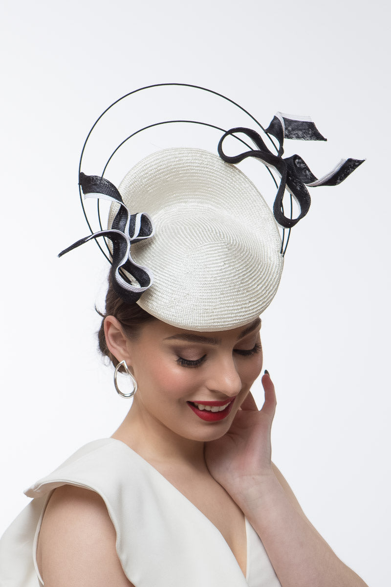 Monochrome Beret with Bows By Felicity Northeast Millinery