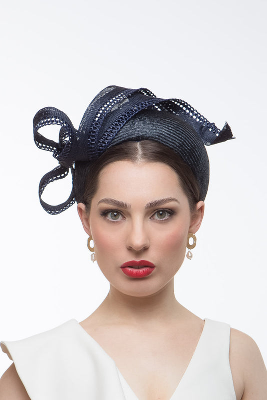 Navy Halo Headband with Sweeping Side Bow by Felicity Northeast Millinery