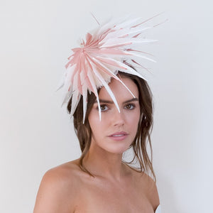 The Sculptured Feather Platter in Pink and White by Felicity Northeast Millinery