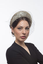 Load image into Gallery viewer, Silver Halo Headband with Diamante Veiling By Felicity Northeast Millinery