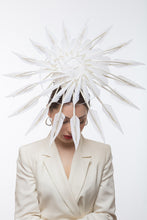 Load image into Gallery viewer, Striking White Feather Hat by Felicity Northeast Millinery b2