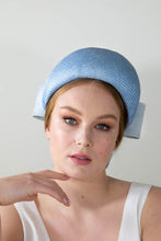 Load image into Gallery viewer, Baby Blue Pillbox with Silk Bow by Felicity Northeast Millinery