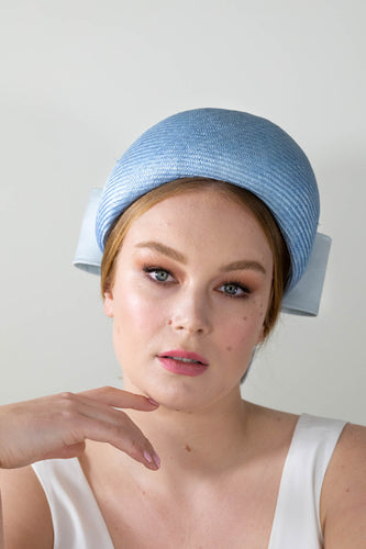 Baby Blue Pillbox with Silk Bow by Felicity Northeast Millinery