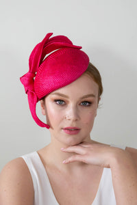 Hot Pink Double Bow Side Beret by Felicity Northeast Millinery