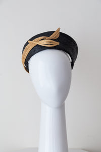 Black Ring Headpiece with Natural Braid Swirls By Felicity Northeast Millinery