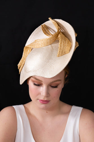 Ivory Platter with Natural Braid Swirls By Felicity Northeast Millinery