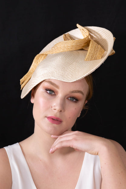 Ivory Platter with Natural Braid Swirls By Felicity Northeast Millinery