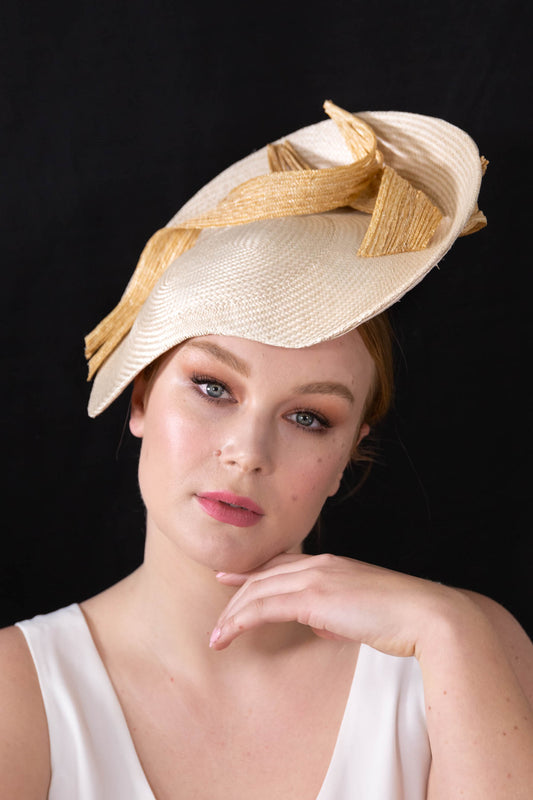 Ivory Platter with Natural Braid Swirls By Felicity Northeast Millinery
