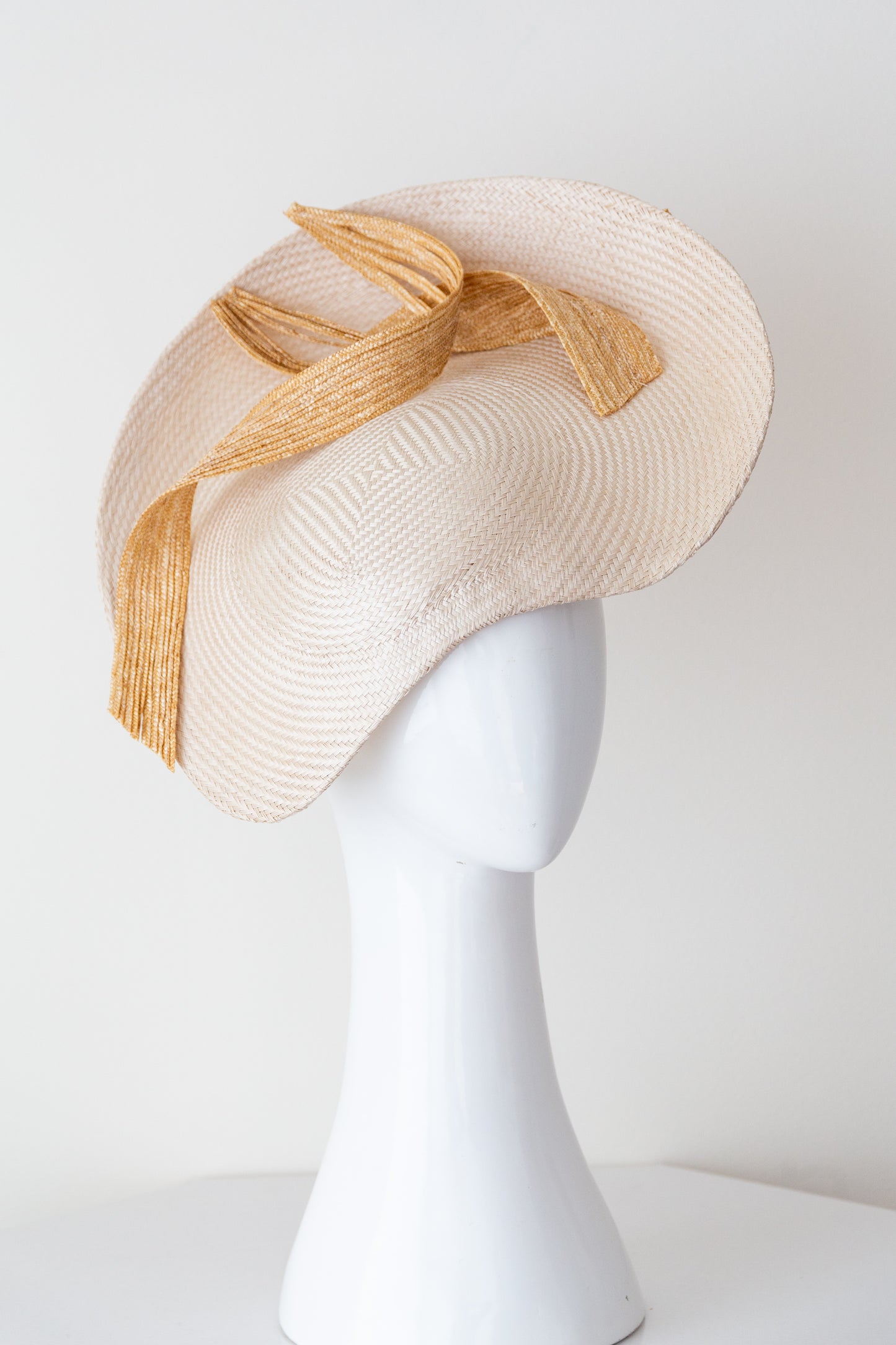 Ivory Platter with Natural Braid Swirls By Felicity Northeast Millinery