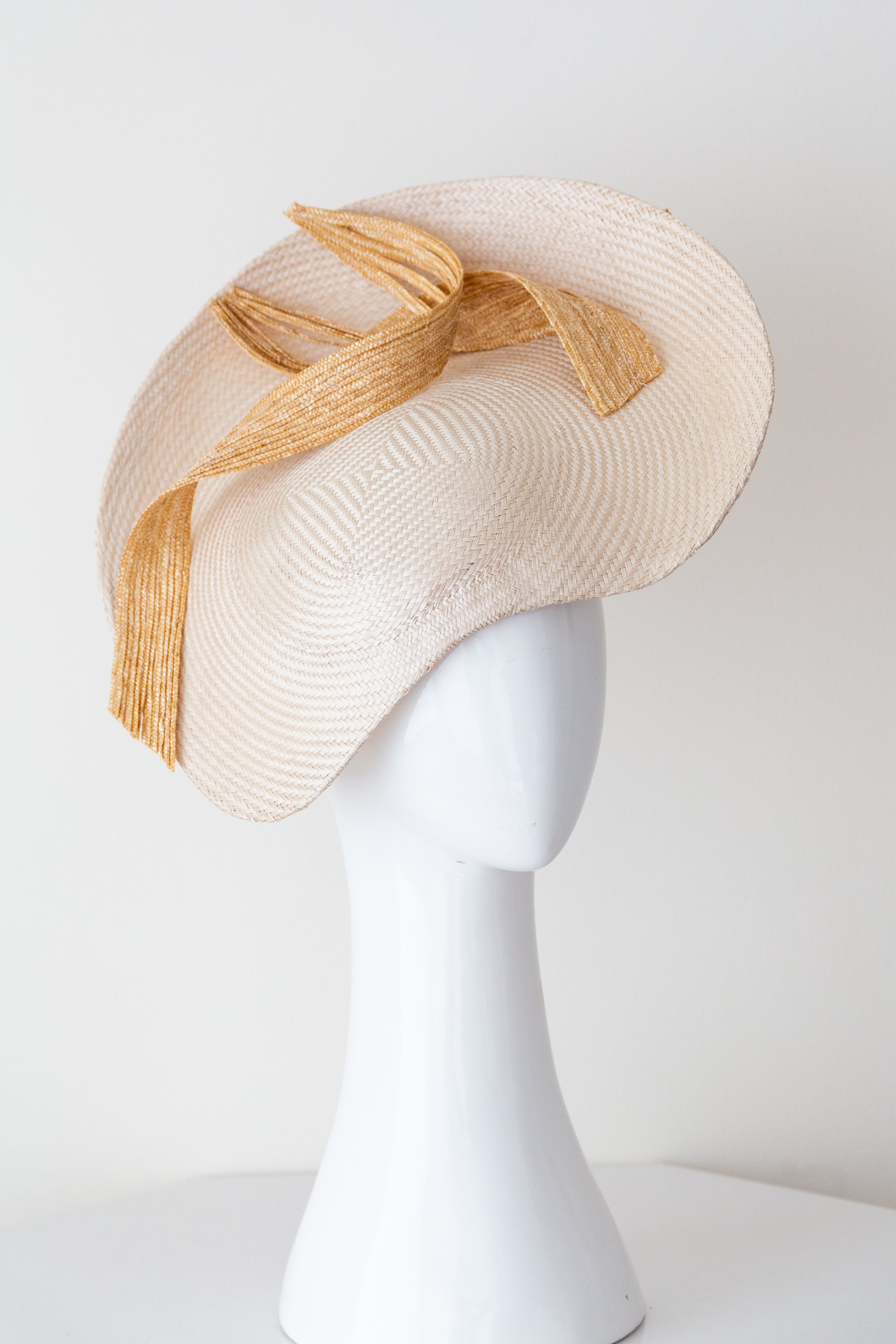 Ivory Platter with Natural Braid Swirls By Felicity Northeast Millinery
