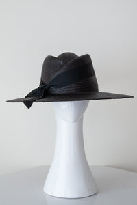 Panama Fedora in Black Straw By Felicity Northeast Millinery