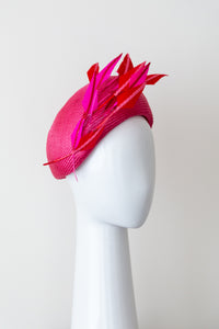 Hot Pink Pillbox with Floating Feathers