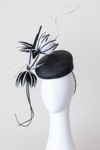 Load image into Gallery viewer, Derby Beret with Feather Flowers by Felicity Northeast Millinery