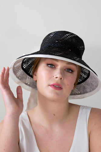Monochrome Bucket Hat with Bow by Felicity Northeast Millinery