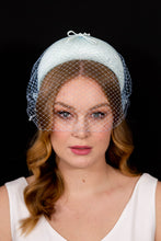 Load image into Gallery viewer, Pale Blue Headband with Removable Veiling by Felicity Northeast Millinery