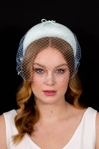 Pale Blue Headband with Removable Veiling by Felicity Northeast Millinery