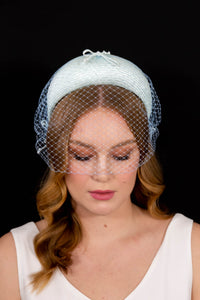 Pale Blue Headband with Removable Veiling by Felicity Northeast Millinery