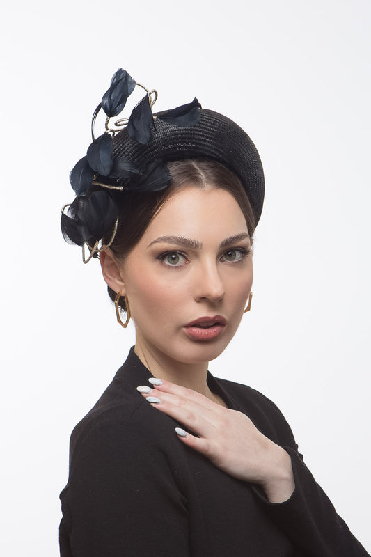 Black Halo Headband with Floating Feathers by Felicity Northeast Millinery